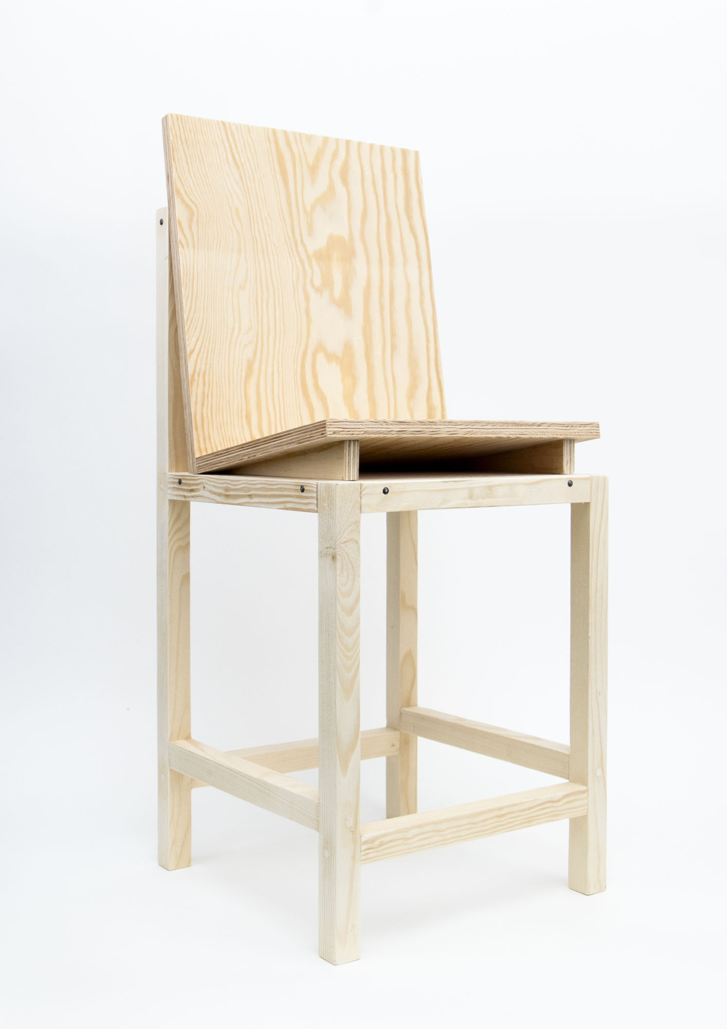 The Chair, modular chair with visible joinery, right view