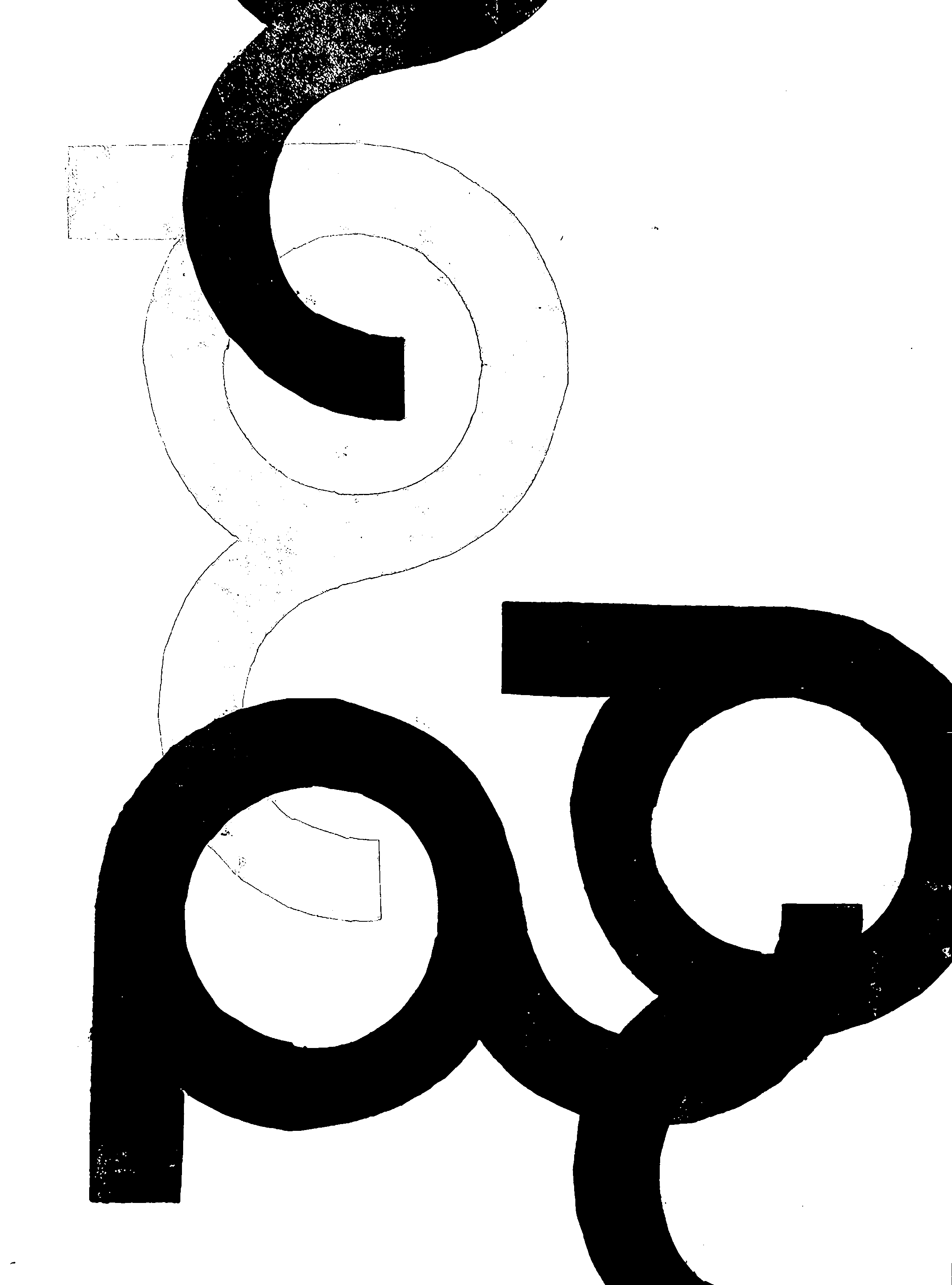 Single-colour linocut print of the letter G, first colour