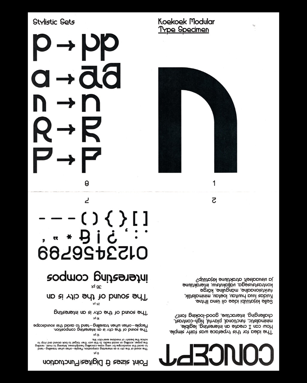 Koekoek Modulaarne typeface set in a typographic composition
