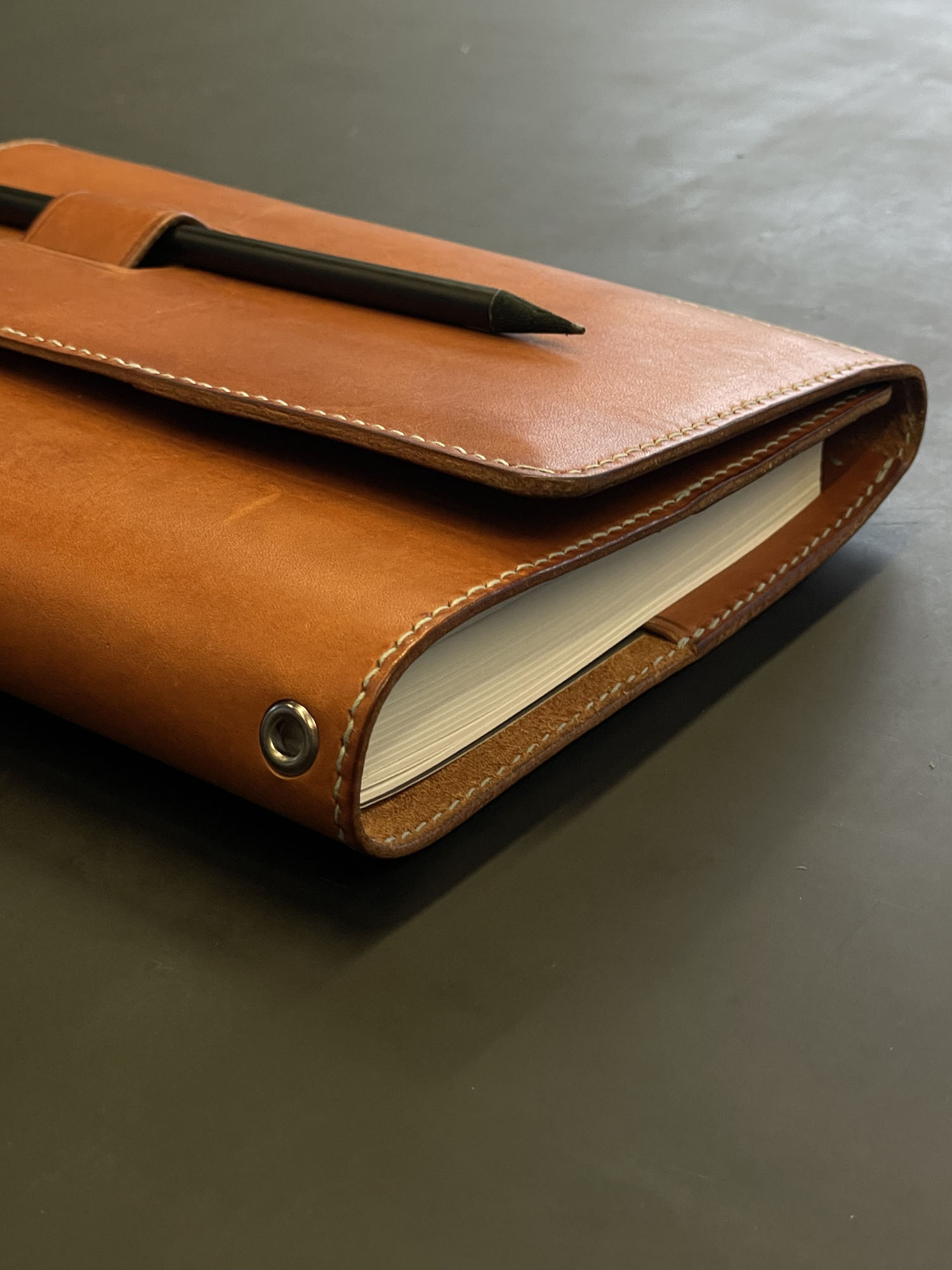 Leather journal, detail of the cover